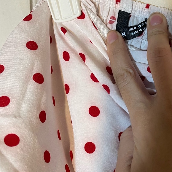 NWOT SHEIN red & white polka dot 2 piece crop top & flowy skirt set both size M - Picture 7 of 8